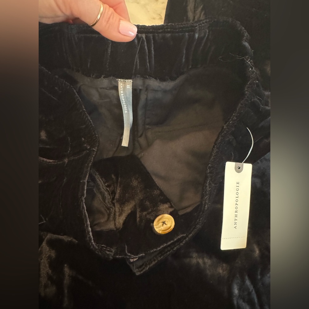 NWT Anthropologie Black Velvet Pants - Picture 8 of 10
